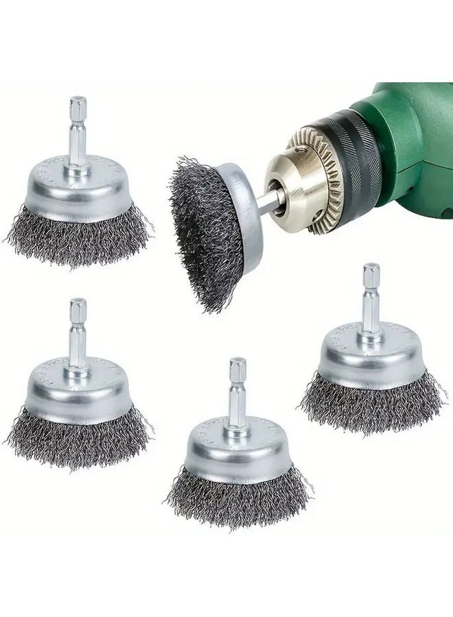 5pcs 2 Inch Drill Brushes Heavy Duty Wire Cup Wheel For Rust Removal And Paint Stripping - Image 2