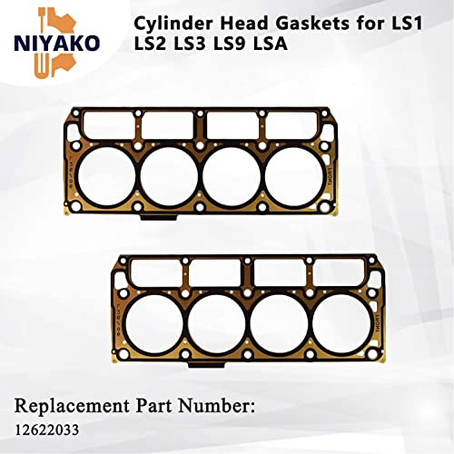 Niyako 2Pcs Cylinder Head Gaskets Replacement# 𝟏𝟐𝟔𝟐𝟐𝟎𝟑𝟑 for GM Engine 6.0L & 6.2L LS1 LS2 LS3 LS9 LSA, Fit Sierra Silverado Express CTS Corvette Camaro - Image 4