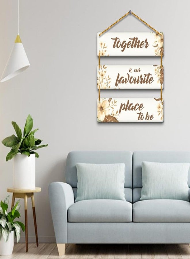 Yey Our Favourite Place Wooden Wall Hanging for Home Decor | Office | Living Room | Bedroom | Quotes Decorative Items (3 piece Wall hanging, Multicolor) (Our Favourite Place) - Image 3