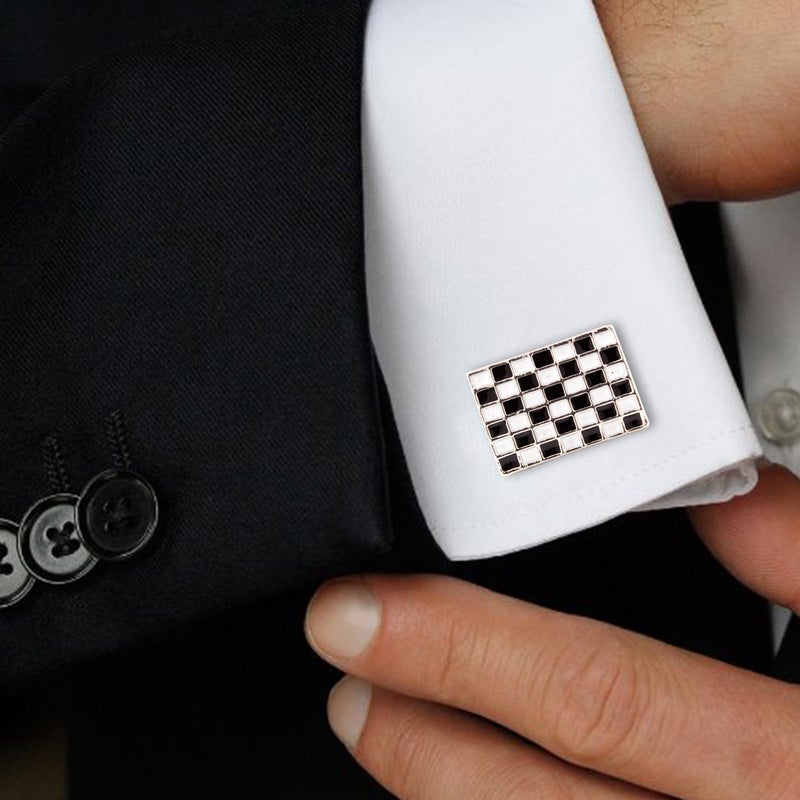 TRIPIN Cufflinks and TIE PIN Set for Men Silver and Black Colour for Office Corporate Party French Cuff Shirts Shirt Suit Blazer in A Gift Box - Image 3