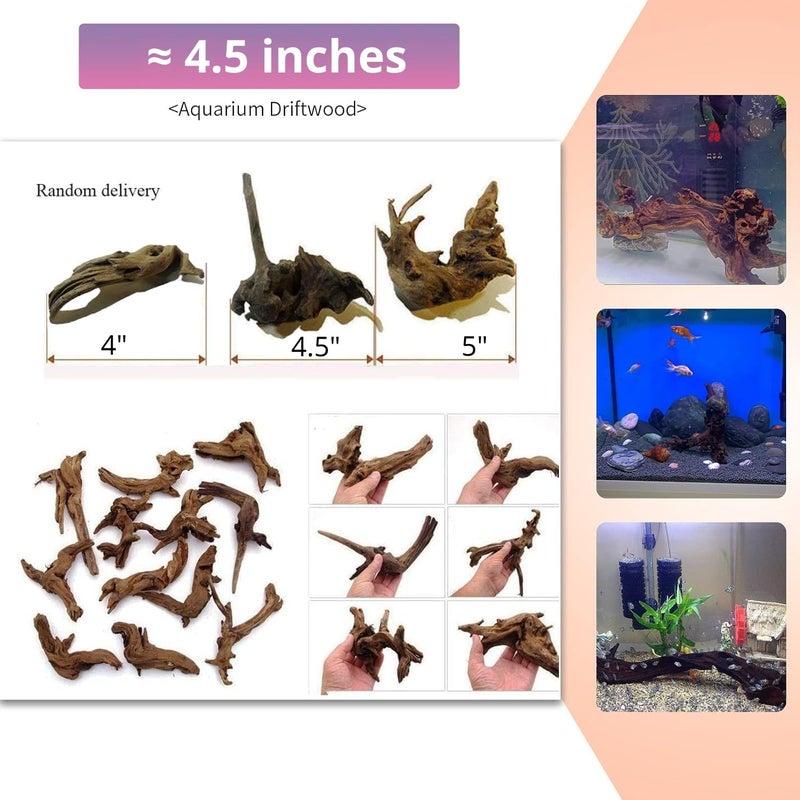 Hamiledyi 12 قطعة من الخشب العائم الصغير للأكواريوم 4.1"-7.2" فروع الخشب العائم زينة الأكواريوم موطن طبيعي لأسماك الزينة خشب للزواحف بأحجام متنوعة - Image 3