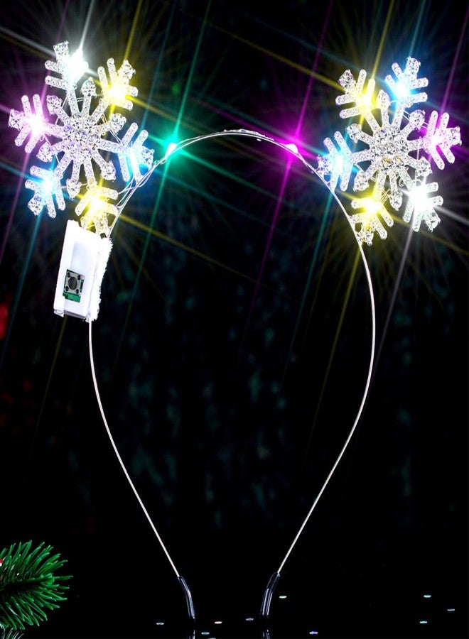 أسورنا أطواق رأس مضيئة على شكل ندفة ثلجية من Aceorna، أطواق شعر LED لعيد الميلاد، زينة رأس فضية متوهجة، إكسسوارات شعر لامعة لعيد الميلاد للنساء - Image 2