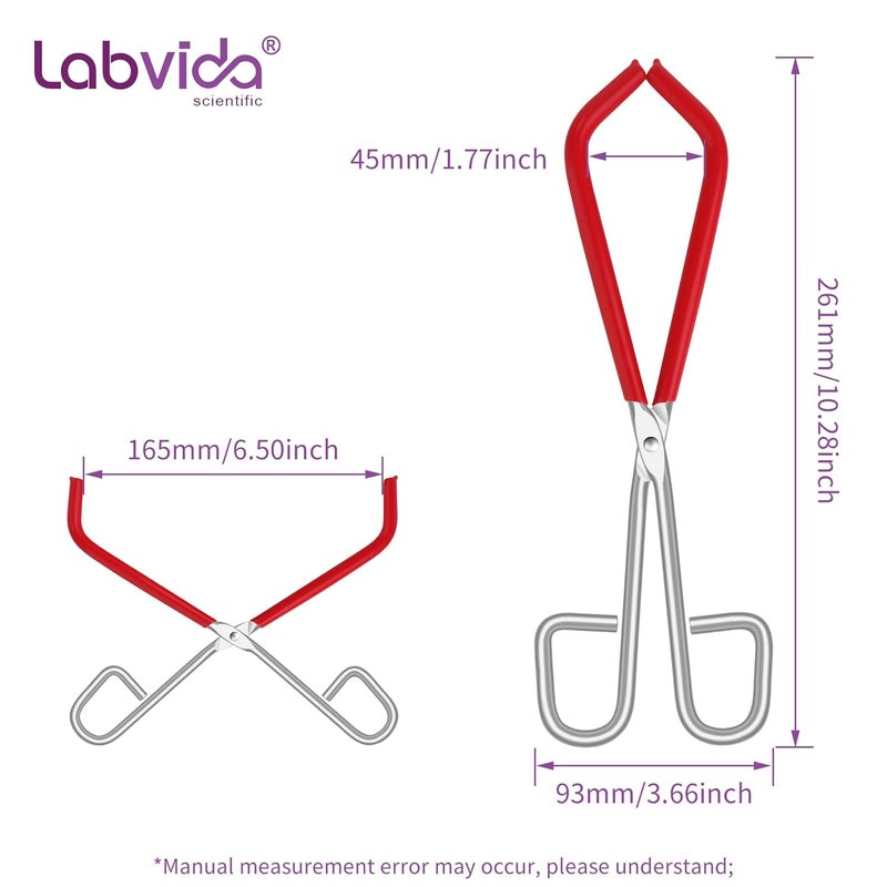 Labvida Labs Beaker Tongs, Red Rubber Coated Ends, Nickel Plated 1/4" Steel, for 50mL - 2000mL Capacity, Durable Beaker Clip Pliers Tool Used in Laboratories and Household - Image 5
