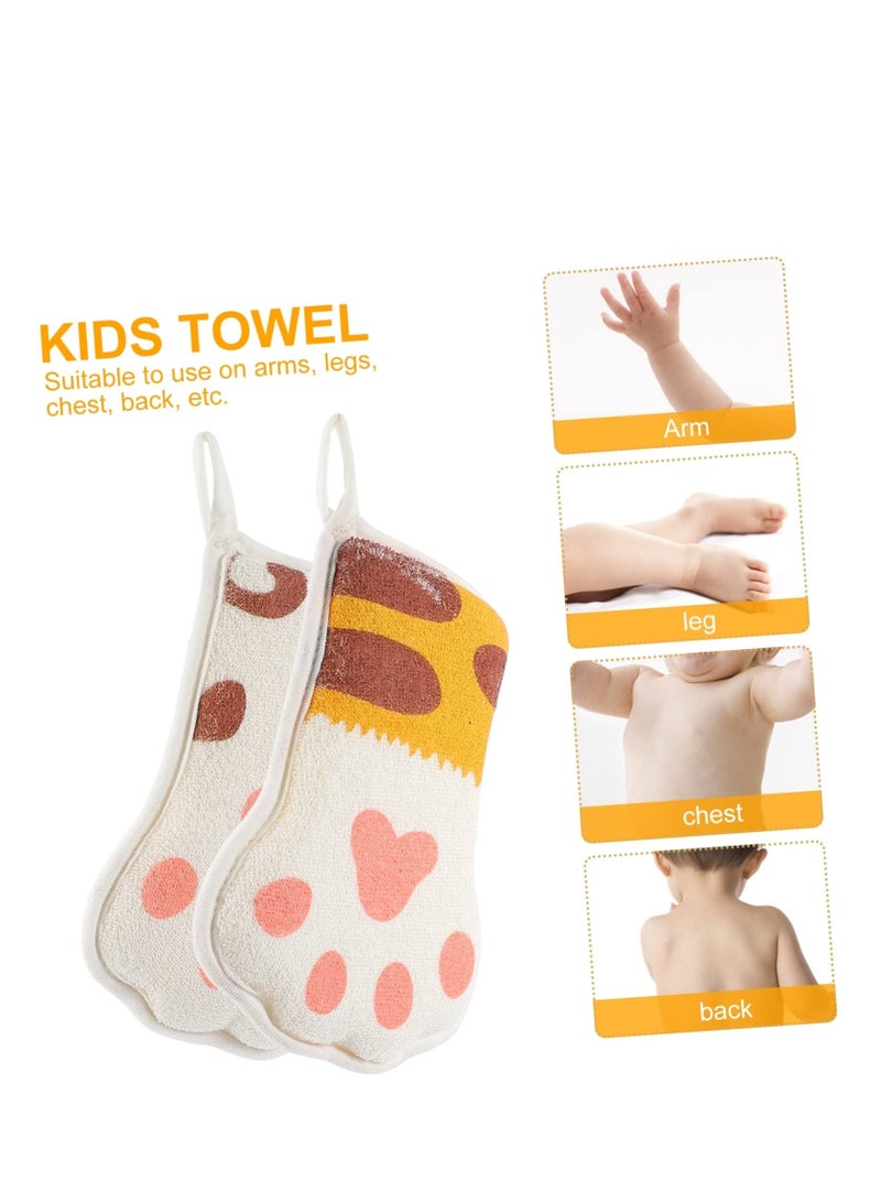 SYOSI 2Pcs Paw Bath Cotton Cartoon Towel Sponge Natural for Bathing Shower Mitten Mesh Exfoliating Brush Body Cleaning Scrubber Kid Loofah Child Net - Image 2