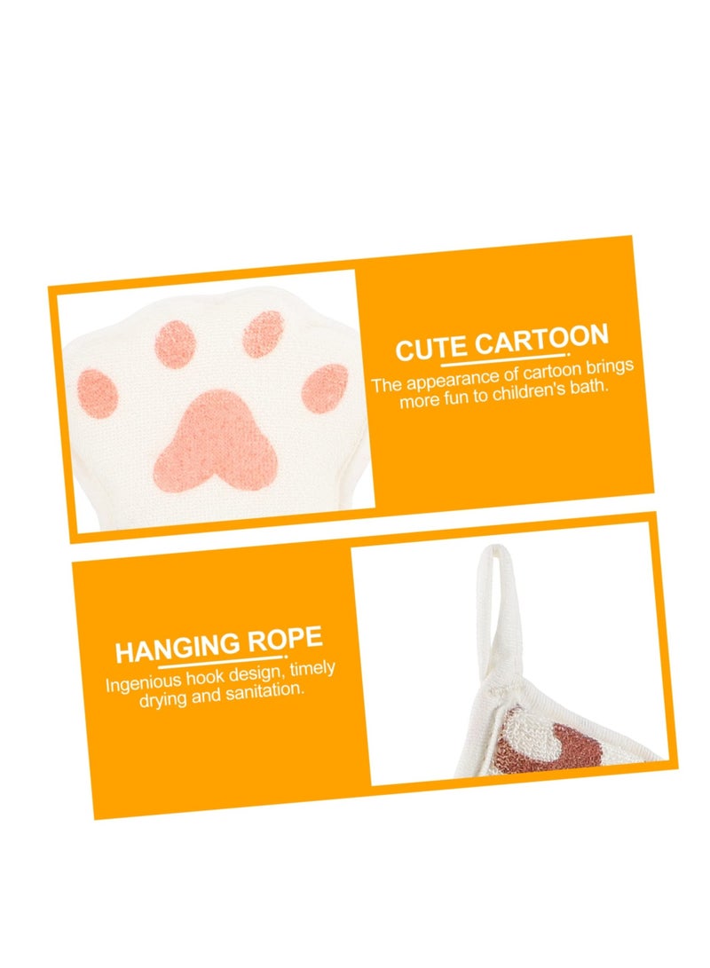 SYOSI 2Pcs Paw Bath Cotton Cartoon Towel Sponge Natural for Bathing Shower Mitten Mesh Exfoliating Brush Body Cleaning Scrubber Kid Loofah Child Net - Image 3