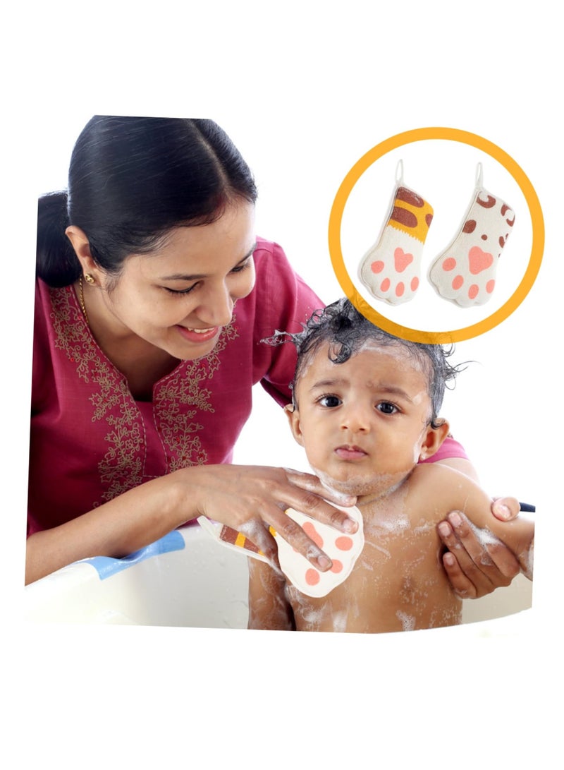 SYOSI 2Pcs Paw Bath Cotton Cartoon Towel Sponge Natural for Bathing Shower Mitten Mesh Exfoliating Brush Body Cleaning Scrubber Kid Loofah Child Net - Image 4