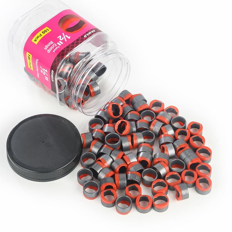 حزمة Pro100 EFIELD 12 حلقات ضغط نحاسية Pex مع توقف نهائي معالجة سطح مؤكسد أسود CLAMP042