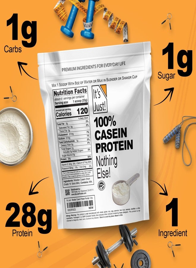 It's Just! - 100% Casein Protein Powder, Made in USA, One Ingredient, Slow Burning, Time Release (1 Pound (Pack of 1), Unflavored) - Image 2