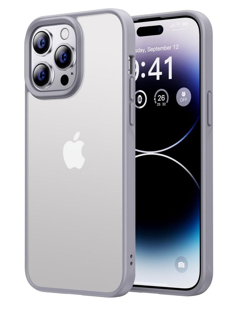Compatible with iPhone 13 Pro Max Clear Case Shockproof PC Soft Silicone [Anti-Yellowing] TPU Bumper Protective Cover (Gray) - Image 1