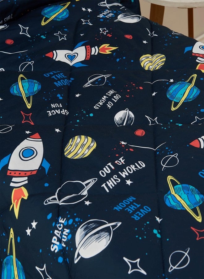 beeweed 4 Pieces Space Ship Toddler Bedding Set Boys Girls, 2 Sides Design Rocket Bed in a Bag Comforter Set, Includes 1 Comforter, 1 Fitted Sheet, 1 Flat Sheet & 1 Reversible Pillowcase - Image 3