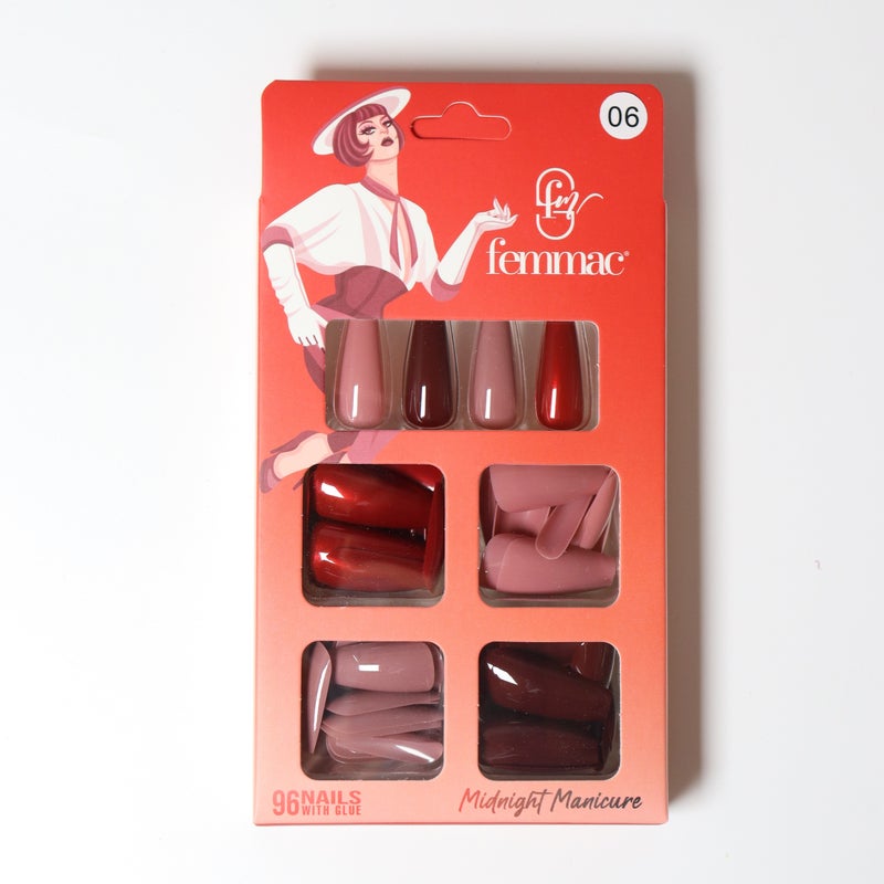 Midnight Manicure Press-On False Nails – Reusable, Lightweight, Salon Finish, 06 Cliff