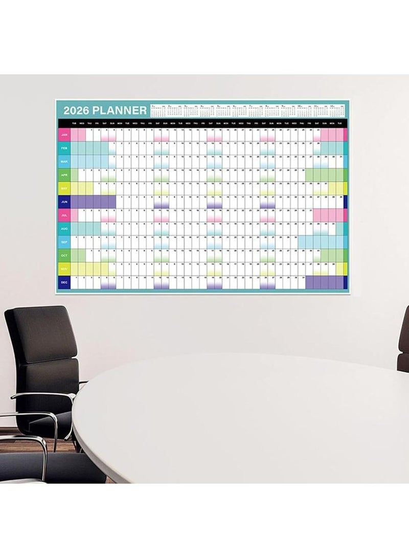 2026 Wall Calendar, Large Yearly Planner with Monthly Grid Layout Thick Paper Dry Erase Board for Events Appointments Birthdays Deadlines Meal Planning Travel Family Home Office Students 100x42 cm - view 4