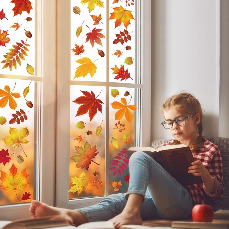 Hidreas 216 Pcs Fall Window Clings Stickers Fall Window Decorations for Fall Autumn Thanksgiving Holiday Glass Window Decorations - Image 5