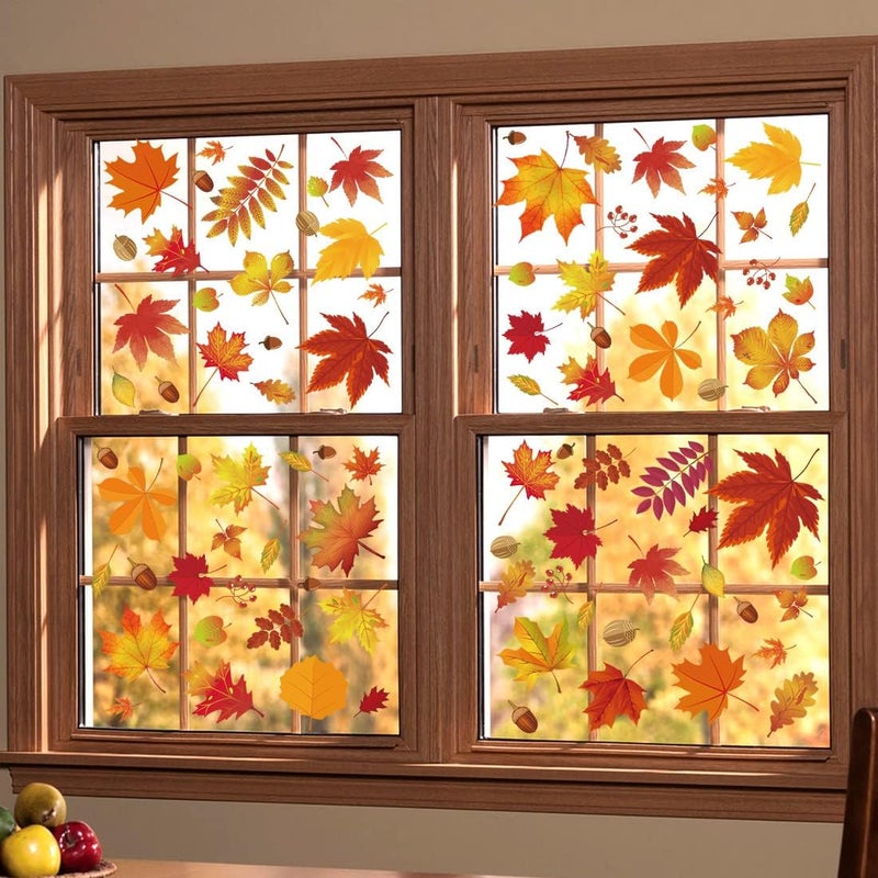 Hidreas 216 Pcs Fall Window Clings Stickers Fall Window Decorations for Fall Autumn Thanksgiving Holiday Glass Window Decorations - Image 4