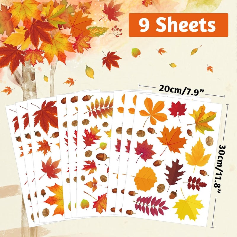 Hidreas 216 Pcs Fall Window Clings Stickers Fall Window Decorations for Fall Autumn Thanksgiving Holiday Glass Window Decorations - Image 2