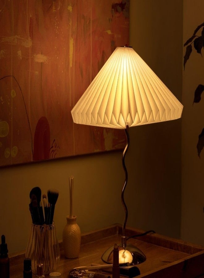 FIG Living Wavy Table Lamp (Off-White) | Paper Handcrafted Design Lampshade | Best Lamp for Living Room Decoration, Bedroom, Workstation | Modern Decoration | (Bulb not Included) - Image 5