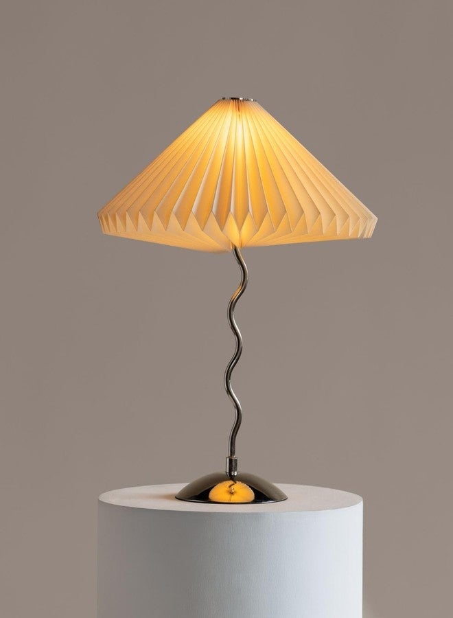 FIG Living Wavy Table Lamp (Off-White) | Paper Handcrafted Design Lampshade | Best Lamp for Living Room Decoration, Bedroom, Workstation | Modern Decoration | (Bulb not Included) - Image 1
