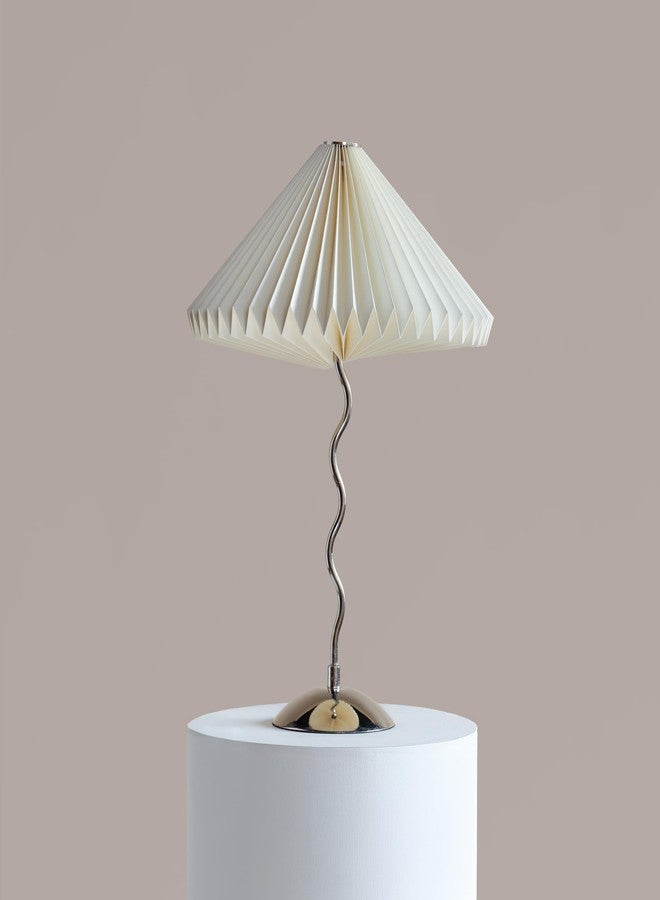 FIG Living Wavy Table Lamp (Off-White) | Paper Handcrafted Design Lampshade | Best Lamp for Living Room Decoration, Bedroom, Workstation | Modern Decoration | (Bulb not Included) - Image 2