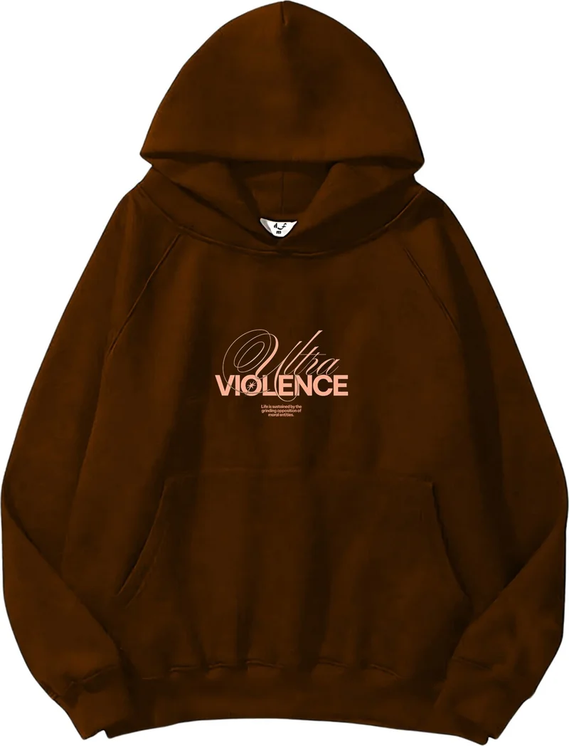 DogFish Women, Men's Sweatshirt Ultra Violence Printed Thick Brown Lover Sweatshirt