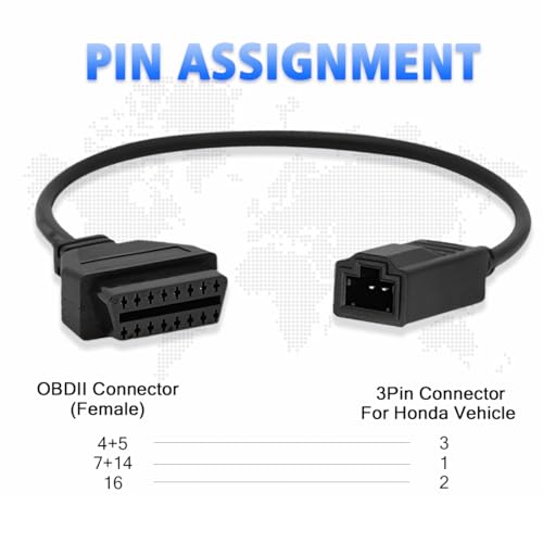 PARANNIC OBD1 to OBD2 Adapter Cable for Honda Vehicles OBD2 16Pin to OBD1 3Pin OBDII Car Diagnostic Connector Compatible with OBD II Diagnostic Scanner (3Pin for Honda) - Image 3