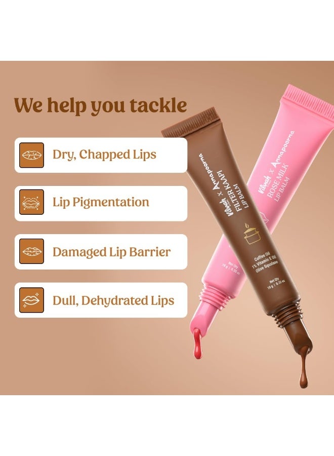 Vilvah Store Tinted Lip Balm Combo rose milk lip balm 10g filter kaapi lipbalm 10g - Image 3