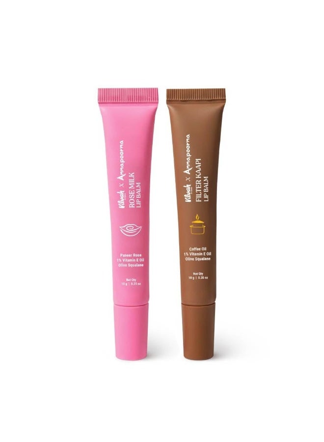Vilvah Store Tinted Lip Balm Combo rose milk lip balm 10g filter kaapi lipbalm 10g - Image 1