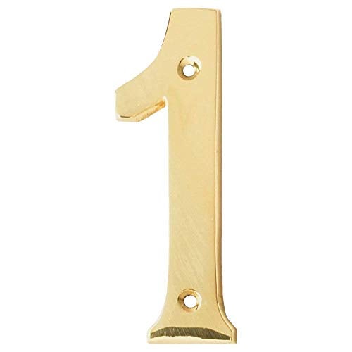 A10SHOP Motif 4-Inch Brass Letters Mailbox Decor Address Signs For Houses Outdoor Wall Decor Mailbox Numbers House Address Numbers For Outside Address Sign for Door Numbers (Polished, Number 1) - Image 1