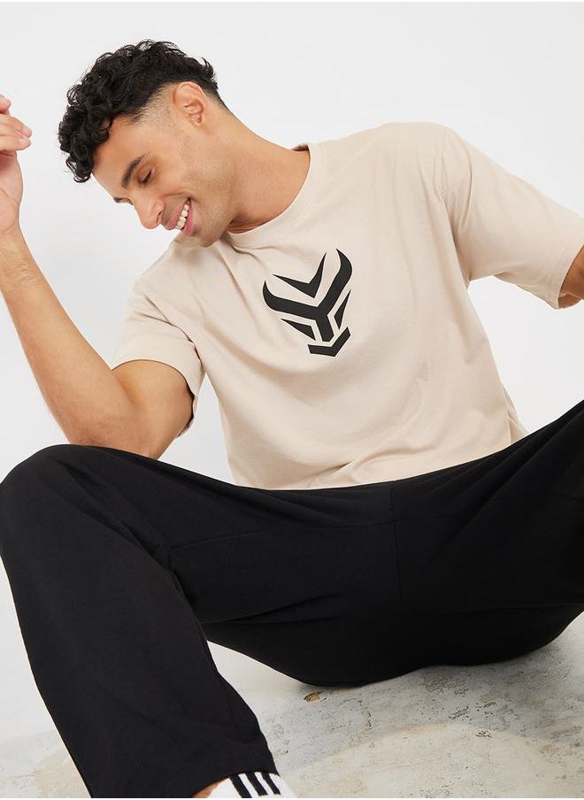 Styli - Front Graphic Crew Neck Oversized T-Shirt - Image 1