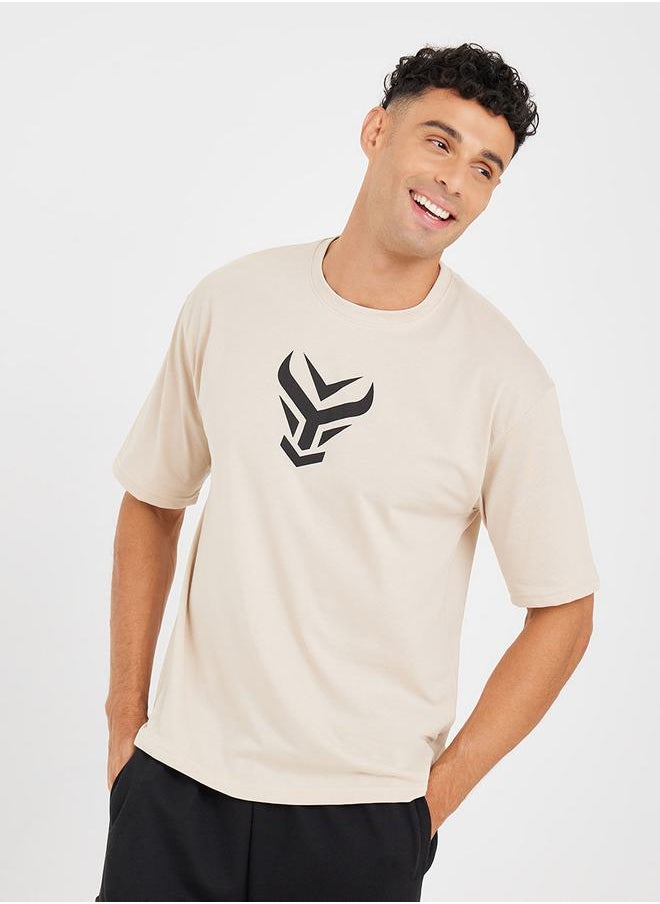 Styli - Front Graphic Crew Neck Oversized T-Shirt - Image 1