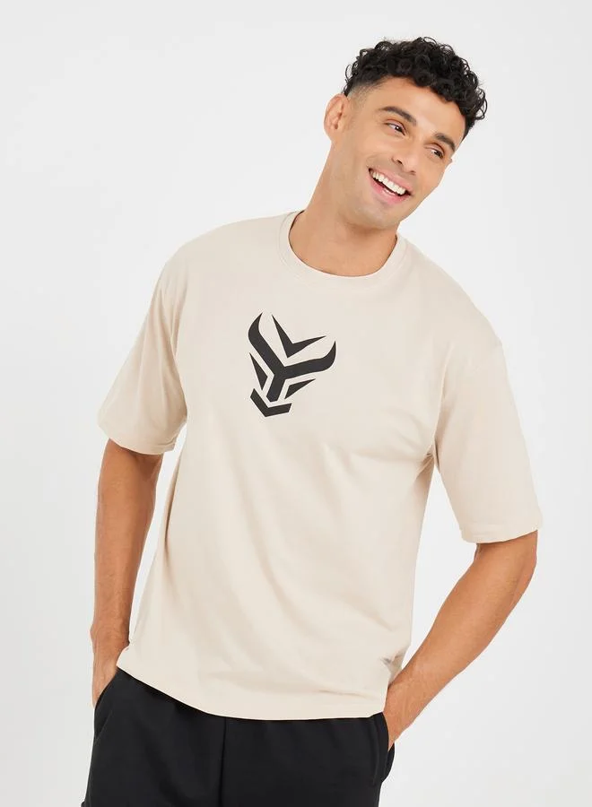 Styli Front Graphic Crew Neck Oversized T-Shirt
