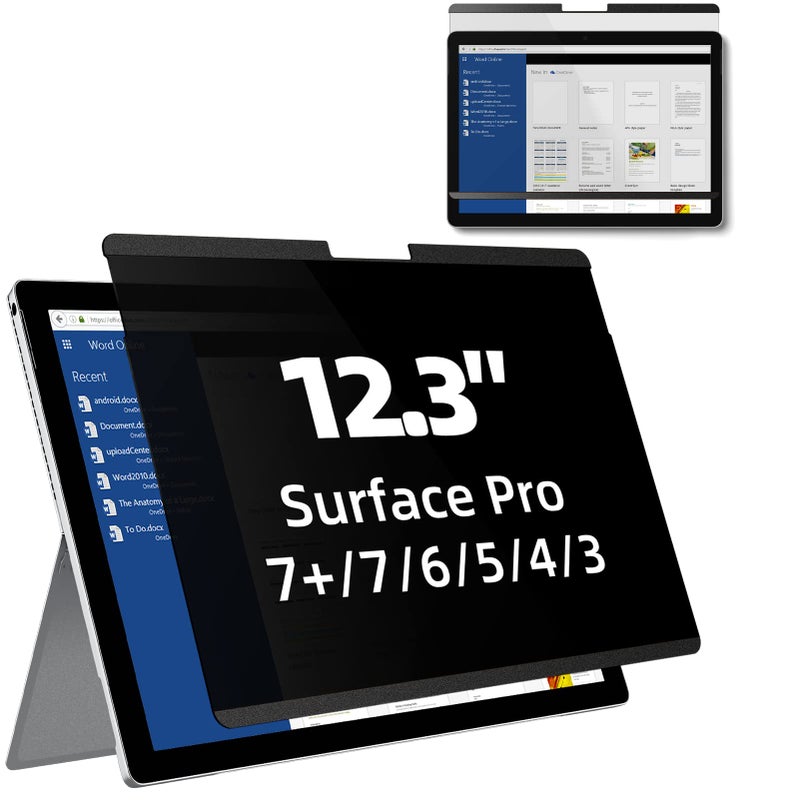 Mamol Magnetic Privacy Screen for 12.3 inch Surface Pro 7 Plus/7/6/5/4/3, Removable Anti Glare Blue Light Filter, Anti-Spy Screen Protector for Microsoft Surface Pro 7+, Pro 7, Pro 6, Pro 5, Pro 4/3 - Image 1