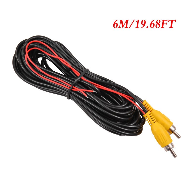 DALLUX Backup Camera RCA Video Cable,Car Reverse Rear View Camera Video Cable with Detection Wire(20FT/6m),AV Extension Cable with RCA Video Female to Female Coupler and Power Cable - Image 2