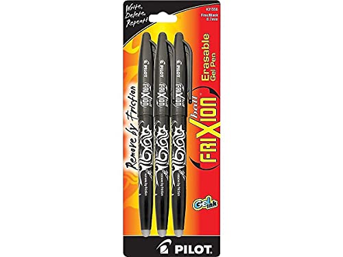 PILOT, FriXion Ball Erasable & Refillable Gel Ink Pens, Fine Point 0.7 mm, Pack of 3, Black - Image 2