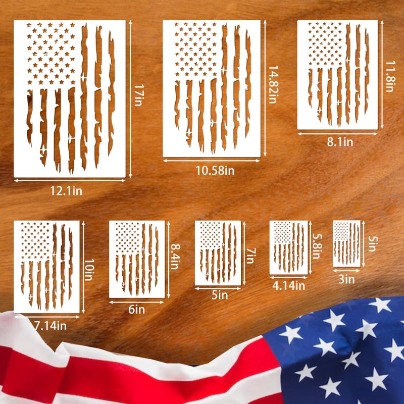 Pkqon Large American Flag Stencil Star Stencils for Painting 50 Stars Military Template for Flag Patriotic Wood Burning Stencils for Spray Painting on Shirt Project Crafts Wooden (Flag Two) - Image 2