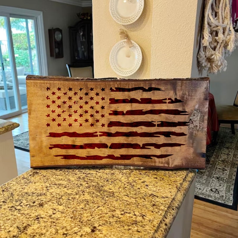 Pkqon Large American Flag Stencil Star Stencils for Painting 50 Stars Military Template for Flag Patriotic Wood Burning Stencils for Spray Painting on Shirt Project Crafts Wooden (Flag Two) - Image 3