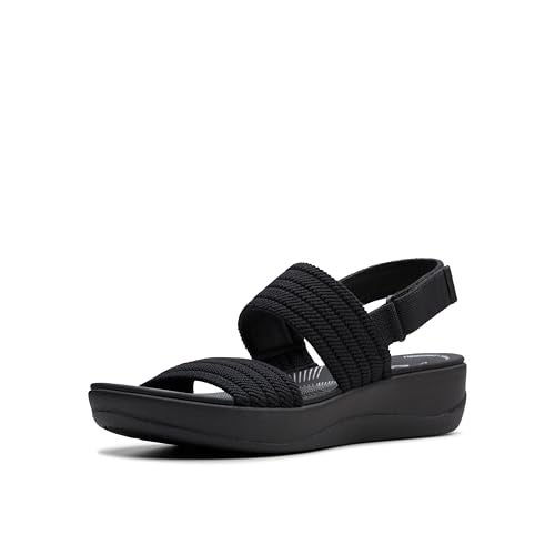 Clarks Women's Arla Stroll Flat Sandal, Black Textile, 6.5 - Image 1