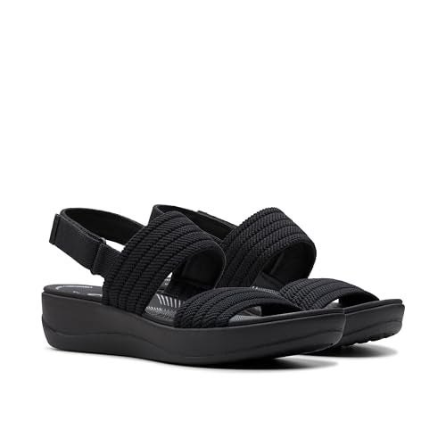 Clarks Women's Arla Stroll Flat Sandal, Black Textile, 6.5 - Image 5