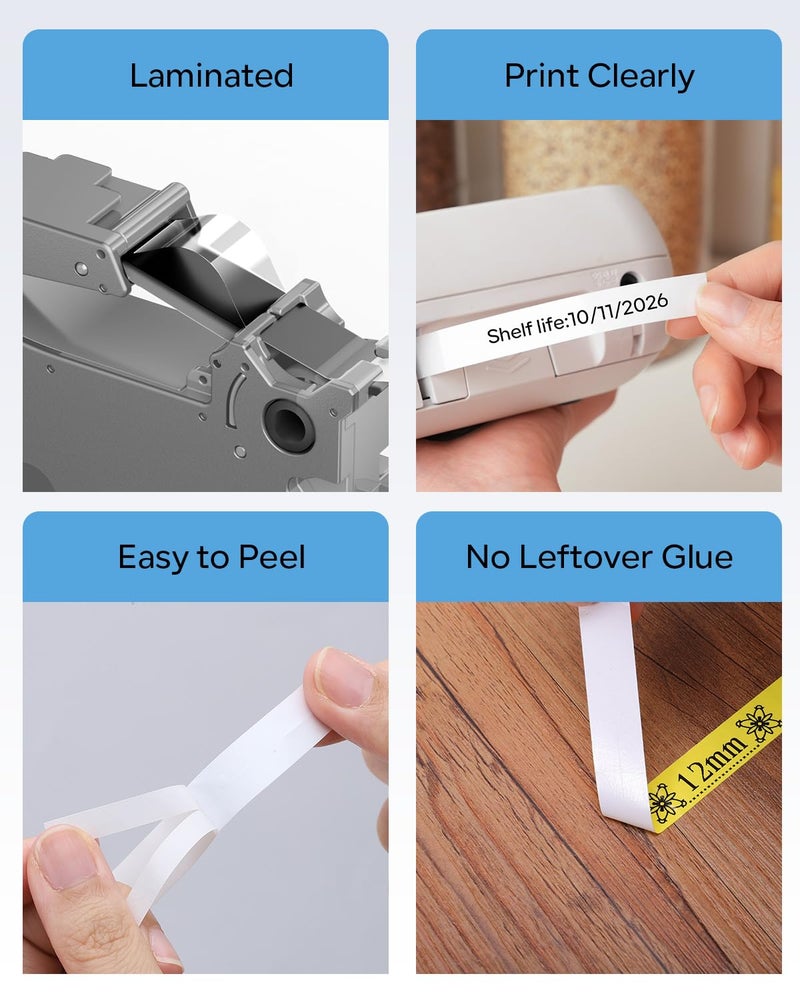 Anycolor Replace for Brother Label Maker Tape TZe TZ Tape 12mm 0.47 Laminated Color P Touch Label Tape for Brother PT-D210 PT-H110 PT-D220 PT-D610BT PT-D600, White/Orange/Red/Blue/Yellow/Green, 6-Pack - Image 5