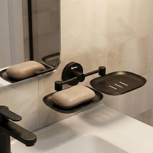 GRIVAN Stainless Steel Round Shape Double Soap Dish l Soap Case I Soap Holder I Soap Stand Corrosion Free Double Soap Holder (Black Matte, Pack of 1) - Image 5