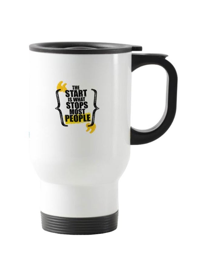 RYN Printed Stainless Steel Travel Mug White 13centimeter