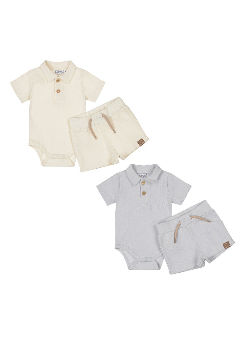 Dirkje Boys Baby Set Romper Shorts Light Blue Off White - Image 2