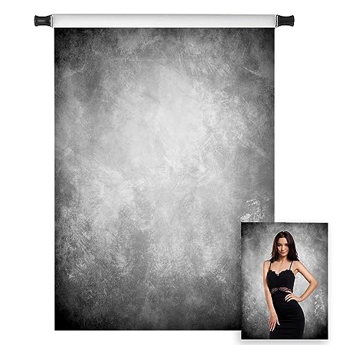 Kate 6.5ft(W) x10ft(H) Texture Photography Backdrops for Photographers Microfiber Seamless No Wrinkle Abstract Black Grey Photo Backdrop Portrait Background - Image 1