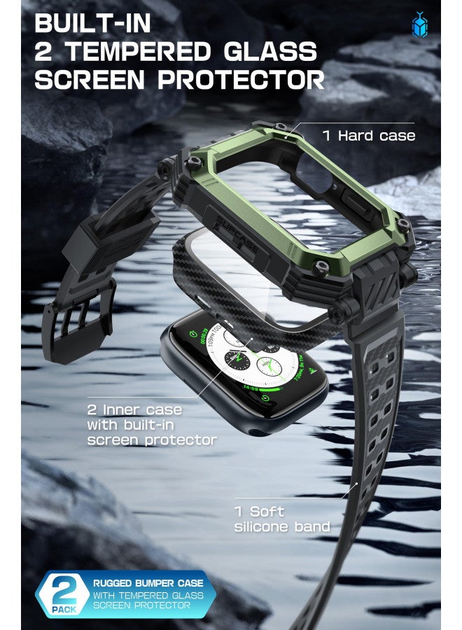SUPCASE for Apple Watch Series 9 45mm Band with Case (Unicorn Beetle Pro), [Built-in Tempered Glass Screen Protector] Rugged Protective Men Cover with Adjustable Strap Band for iWatch 9/8/7, Guldan - Image 2