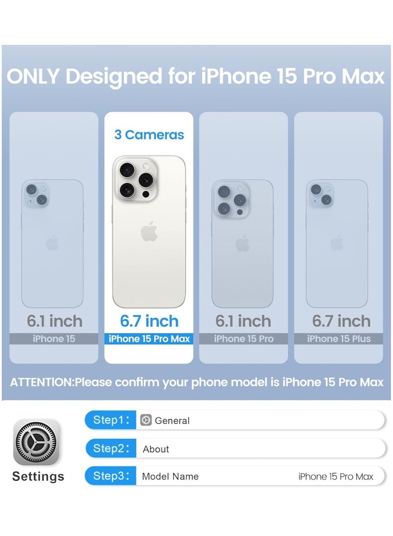 جراب مغناطيسي مقاوم للماء لهاتف iPhone 15 Pro Max، واقي شاشة مدمج [IP68 تحت الماء]، مقاوم للسقوط العسكري بطول 12 قدمًا، متوافق مع MagSafe، مقاوم للصدمات بالكامل، 6.7 بوصة - أسود - Image 2