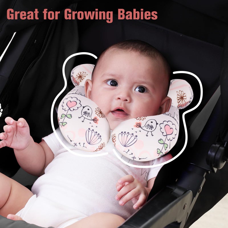 KAKIBLIN Baby Neck Pillow, Upgraded Baby Support Pillow,Babies Head Pillow,Neck Support Pillow for for Car Seat,Pushchair,Travel (Hippo) - Image 4