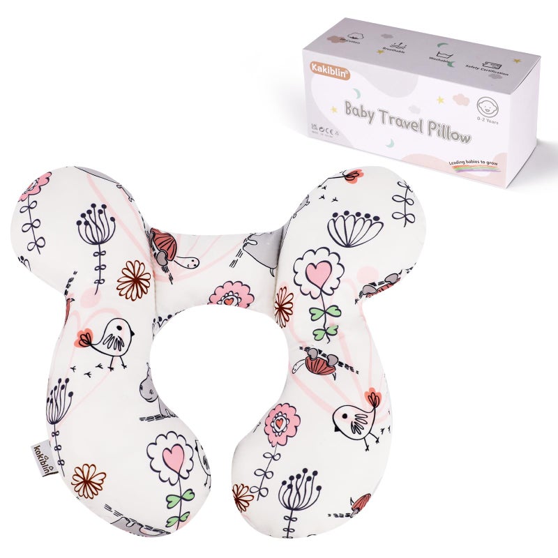 KAKIBLIN Baby Neck Pillow, Upgraded Baby Support Pillow,Babies Head Pillow,Neck Support Pillow for for Car Seat,Pushchair,Travel (Hippo) - Image 1