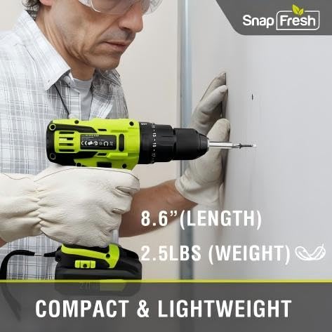Snapfresh 20V Cordless Impact Drill-1/2"" Power Drill/Driver Set 445In-Lbs Torque Max 2 Variable Speeds  43Pcs Bits W/Case 2.0Ah Battery & Fast Charger Included  Power Tools - Image 3