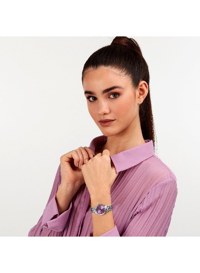 B&G Women's Purple Round Analog Dial with Silver Alloy Band Watch - 28mm - R3853285507 - Image 5