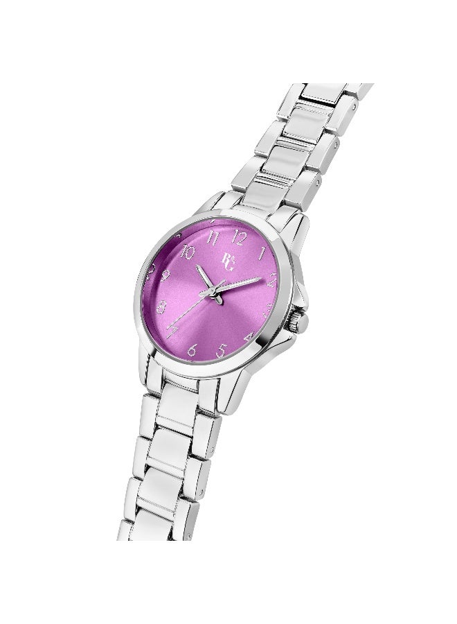 B&G Women's Purple Round Analog Dial with Silver Alloy Band Watch - 28mm - R3853285507 - Image 2