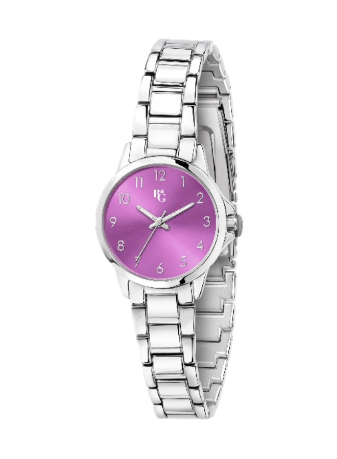 B&G Women's Purple Round Analog Dial with Silver Alloy Band Watch - 28mm - R3853285507 - Image 1